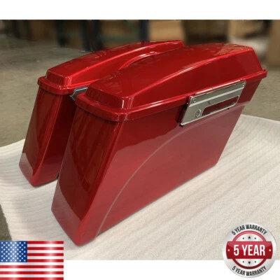 Glossy Red Hard Saddlebags+Latch Kit For Harley Touring Electra Glide 1994-2013 - Image 1 of 4