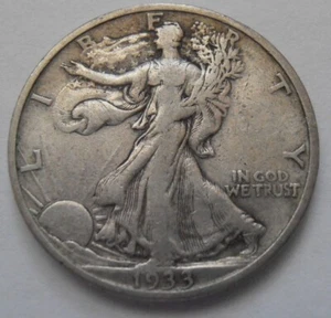 1933 S Walking Liberty Half Dollar, VERY FINE, 90% Silver Coin (33SAC4) - Picture 1 of 4