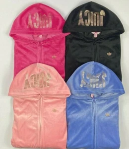 Girl's Youth Juicy Couture Velour Zip Up Hooded Jacket Hoodie NEW - Picture 1 of 4