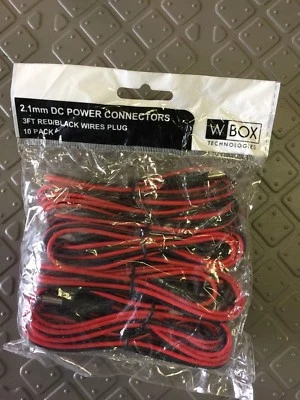 DCMPIG10P WBox Technologies 2.1 mm DC Power Connectors 3 Foot Red/Black 10 Pack - Image 1 of 2