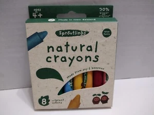 NEW Sproutlings Natural Soy & Beeswax Crayons 8 Piece Count Multicolor Vibrant - Picture 1 of 7