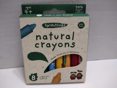 NEW Sproutlings Natural Soy & Beeswax Crayons 8 Piece Count Multicolor Vibrant - Image 1 of 4