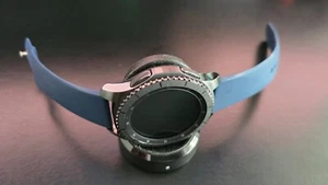 Samsung Galaxy Watch Gear S3 Frontier (46mm) w/Soft Silicone Blue Sports Strap - Picture 1 of 11