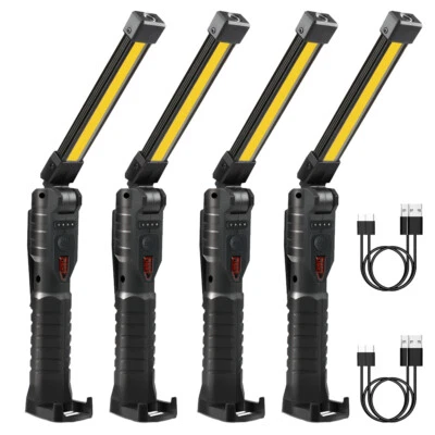 Super Bright USB Rechargeable COB LED Work Light Flashlight Folding Torch 4Pack - Image 1 of 4