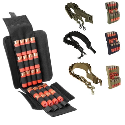 Tactical Gun Sling 15 Rounds Shotgun Shell Holder with 25 Rounds Ammo Mag Pouch - Image 1 of 4