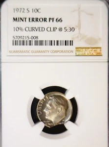 1972s ERROR NGC PR66 CLIPPED Roosevelt Dime Coin NICE RARE Clip GEM PROOF #1 NR - Picture 1 of 5