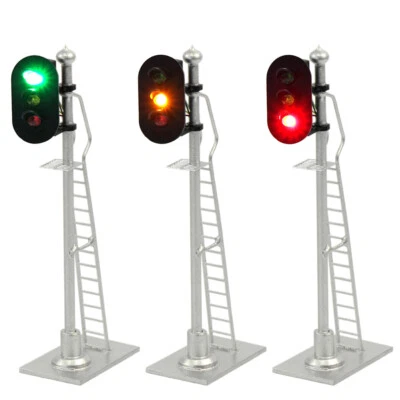 3pcs Model Railway HO Scale 1:87 Signals Green Red Yellow Block Signal 12V - Image 1 of 4