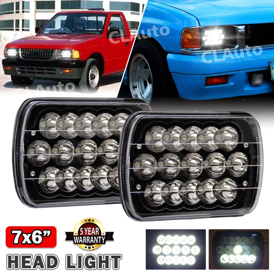 Par de faros LED negros de haz alto bajo DOT 180W 7x6" para camioneta Isuzu 1982-1995 Foto 1 de 4