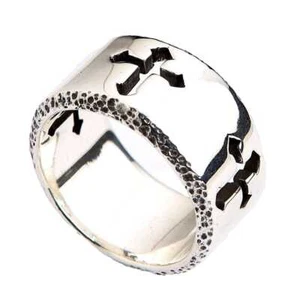 925 Sterling Silver Classic Cross Band Ring Men's - Picture 1 of 9