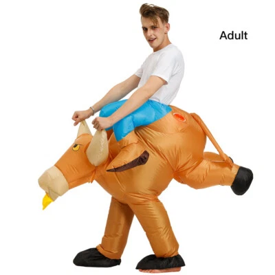 Disfraz de jinete vaquero inflable para montar en toro traje con disfraz con ventilador de batería adulto Foto 1 de 4
