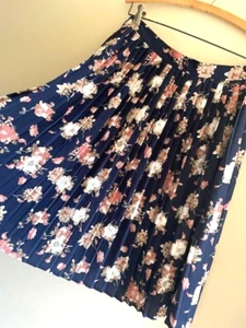 DOWNEAST Basics M Drop Pleats Full Skirt BLACK, floral, lined, blush zip!! - Picture 1 of 5