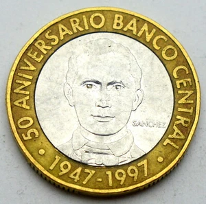 DOMINICANA 5 PESOS 1997 BANCO CENTRAL BI-METALLIC COIN - Picture 1 of 2