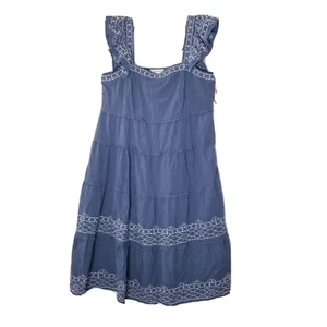 Vestido Knox Rose Mujer Talla XL Gris Bordado en Niveles Solero Midi Volantes - Imagen 1 de 17