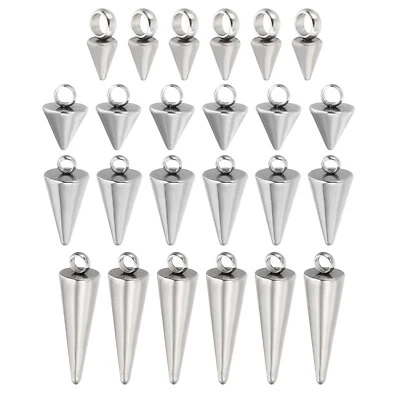 80pcs Cone Bracelet Charm Pendant Mini Bulk Stainless Steel 3D Long Sticks Spike Foto 1 de 4