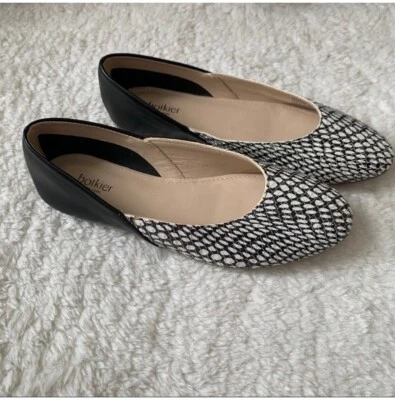 Botkier Britt Blanco y Negro Estampado Texturizado Mixto Pisos Talla 5 NUEVO Foto 1 de 4