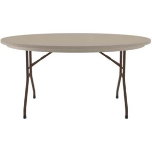 Pemberly Row 60"W x 60"D H-D Plastic Blow-Molded Folding Table in Mocha Brown - Picture 1 of 3