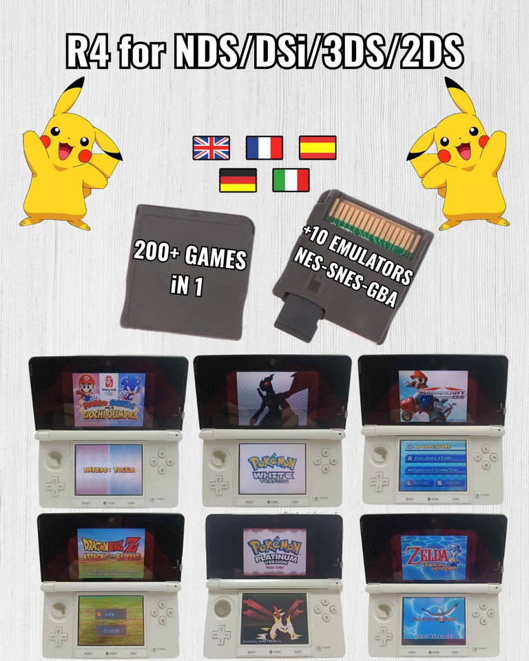 R4 Card Nintendo DS/DS Lite/DSi/2DS/3DS - 200+ games - 32 gb sd - Immagine 1 di 4