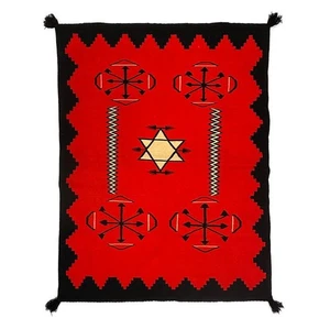 6×9 Ft Red Navajo Wool Kilim Rug Native American style Southwest Aztec Area Rug - Picture 1 of 2