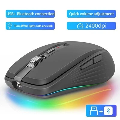 Silent Ergonomic Mouse 2400 DPI Opti Bluetooth Wireless Mouse USB Computer Mouse - Image 1 of 4