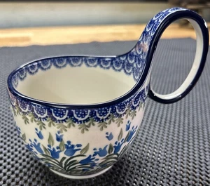 Boleslawiec 6" Polish Pottery Bowl Mug Handle Ceramika Artystyczna UNIKAT - Picture 1 of 6