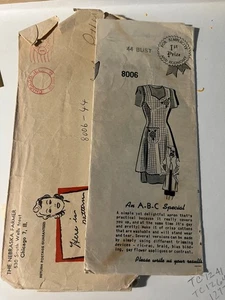 VTG MAIL ORDER SEWING PATTERN-#8006-SZ 44-APRON-3 MAIN PATTERN PIECES-UNPRINTED - Picture 1 of 2