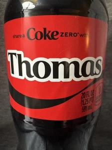 Share a Coke with Thomas 2025 Personalized Gift Coca~Cola Bottle 20oz Zero - Picture 1 of 2