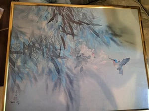David Lee Framed Hummingbird Art Print 1978 Signed Numbered - Picture 1 of 8