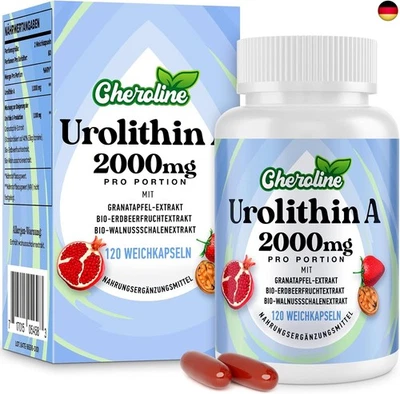 CHEROLINE Urolithin A Ergänzung 2000mg - 120 Weichkapseln 60-Tage-Vorrat - Angereichert
