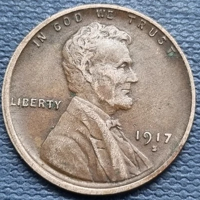 1917 S Lincoln Wheat Cent 1c San Francisco Better Grade XF #95399 - Image 1 of 2