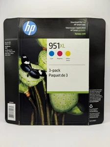 Genuine HP 951XL Tricolor 3-PACK Magenta Yellow Cyan Ink Cartridges 2023 SEALED - Photo 1/14