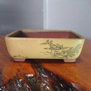 Medium 14cm very rare shape " 山水 " Sansui Traditional Tokoname bonsai pot... - Picture 1 of 18
