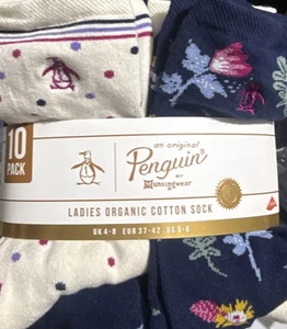 Pinguin Damen Crew Socken, 10er Pack Bio Baumwolle Socken UK 4-8 - Bild 1 von 4