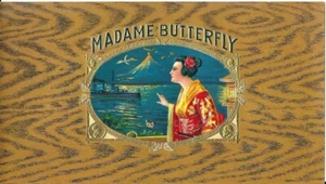 Etiqueta original de caja de cigarros interior y exterior, escena de ópera Madame Butterfly Puccini - Imagen 1 de 2