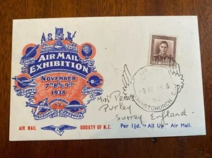Rare New Zealand 1938 Air Mail Exhibition Postcard with reverse photograph - Picture 1 of 2