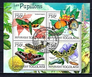 Animaux Papillons Togo 2012 (71) Yvert n° 2880 à 2883 oblitérés - Bild 1 von 1