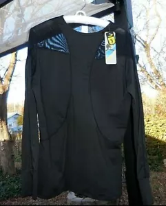 Sport ~ Ladies Rash Guard Long Sleeve Surf Shirt ~ Vented Mesh ~ L ~ Black - Picture 1 of 5