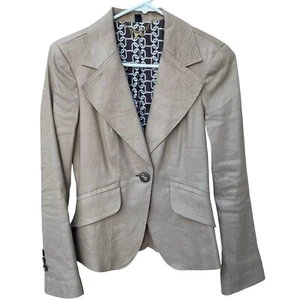 BEBÉ Blazer Women’s Size 4 Single Button Linen Blazer, Caramel/Tan With Lining - Picture 1 of 19
