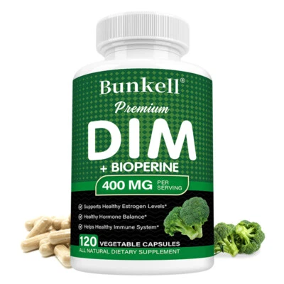 BUNKELL Diindolylmethane Dim 400mg Capsules Natural Clean Dim Best Vegan Supplement