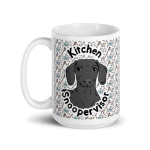 Black Dachshund Dog Kitchen Snoopervisor Mug 15 oz Cup Gift - Picture 1 of 6