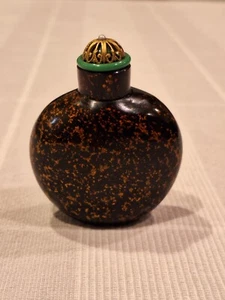 Antique Chinese Qing Dynasty Black Aventurine Glass Snuff Bottle - Picture 1 of 9