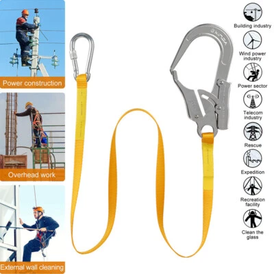 1.5m Safety Fall Arrest Full Body Protection Harness Scaffold Hook Lanyard New - Image 1 of 4