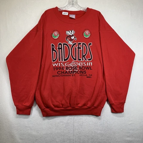 Vintage Wisconsin Badgers Football NCAA Sweatshirt Size Large Rose Bowl 1994 Cover