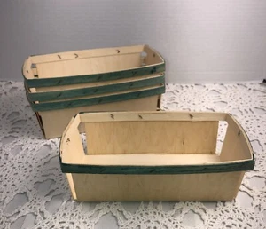 Vintage 2qt Wooden Fruit Baskets 4pk, Oblong Berry Vegetable Gift Craft Baskets - Picture 1 of 12