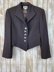 ZION Collections Short Blazer Dark Gray Wool Blend USA 4 S Small Vintage VTG - Picture 1 of 8