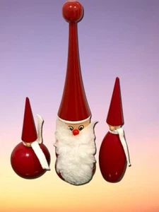 Tomte Sweden Santa LarssonsTra Vtg Gnome 3 Handmade Scandinavia Cone Christmas - Picture 1 of 10
