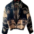 Flashback Vintage Bolero Jacket Southwestern Look Size Medium Taupe And Brown