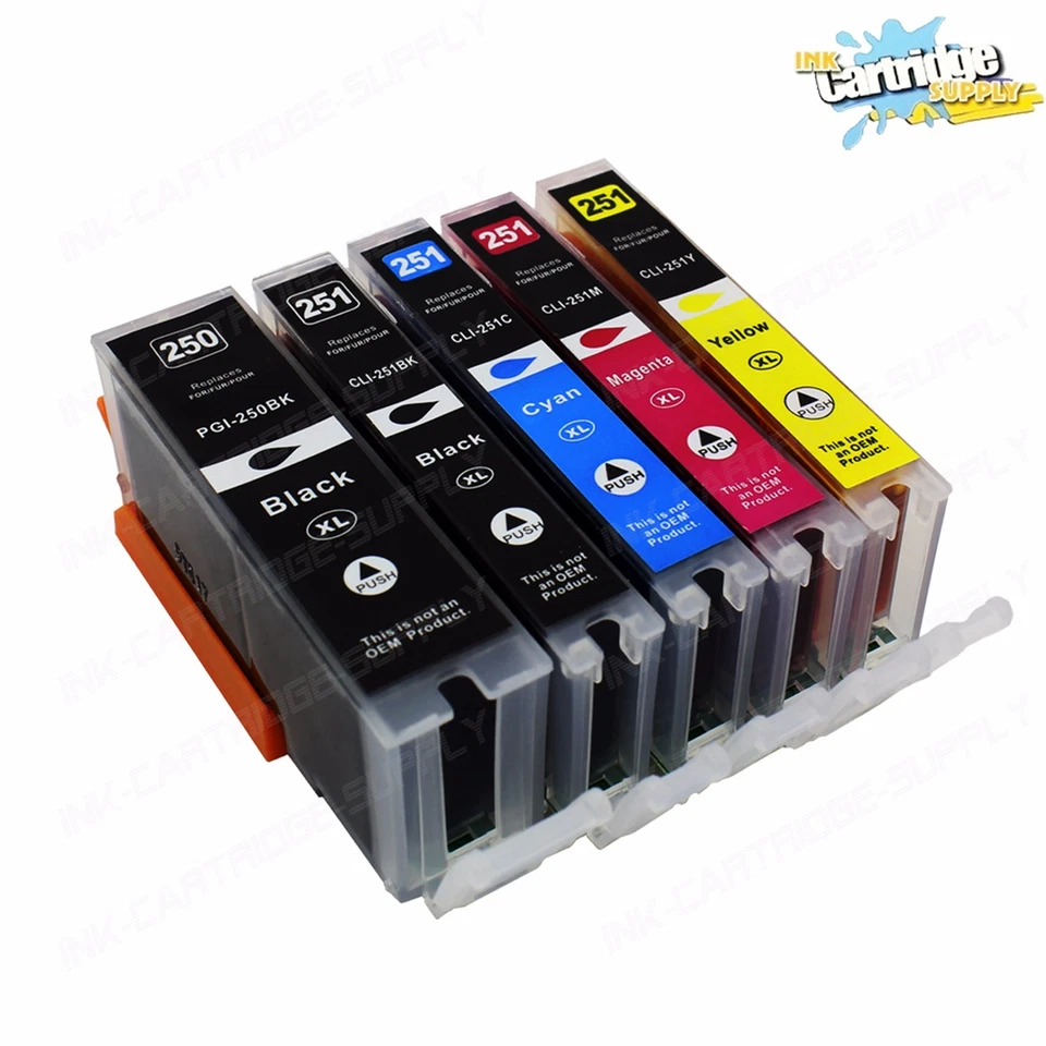 5PK PGI-250XL CLI-251XL High Yield ink For Canon Pixma IP7220 8720 IX6820 MG5420 - Image 1 of 1