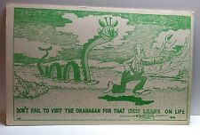 1950’s Vintage Postcard, Okanagan, Sea Monster Cartoon Drawing. P56