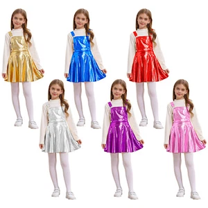 Kids Girl's Overalls Halloween Dress With Pocket Leisure Dresses Metallic Home - Picture 1 of 59