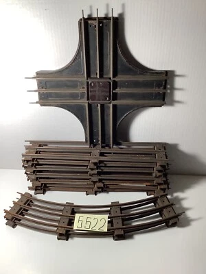 STANDARD GAUGE TRACKS 7 STRAIGHT, 2 CURVED, ONE CROSSING. - Image 1 of 4